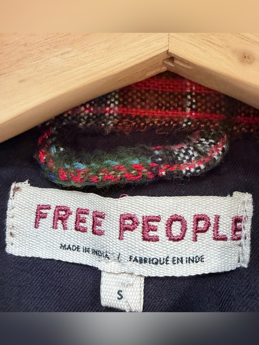 Free People Orion Country Jacket Plaid Patchwork Red Multi Bomber Size Small - Picture 4 of 11